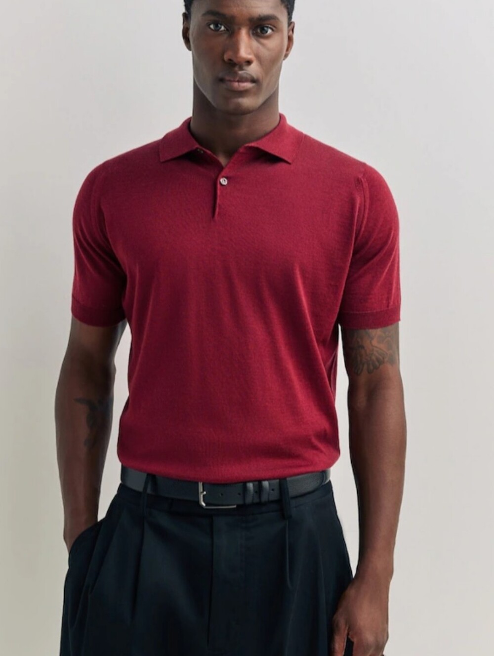 John Smedley Payton Short Sleeve Merino Wool Polo Shirt L Fit $650